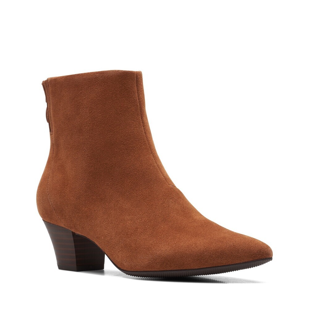 Clarks Teresa 26167834 Boot Women's 6 Dark Tan Suede Pointed Toe Bootie LION535